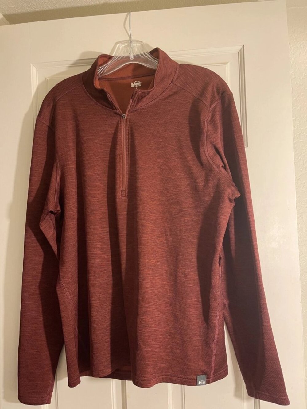 REI 1/4 zip men's rust L long sleeved hiking shirt gorpcore outdoor athletic